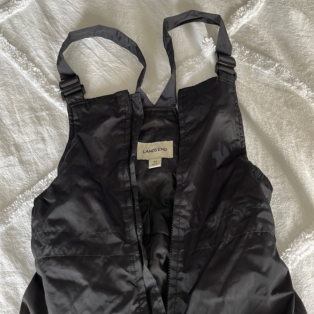 Kids- Lands End Snowpants Bib style- black- size 12